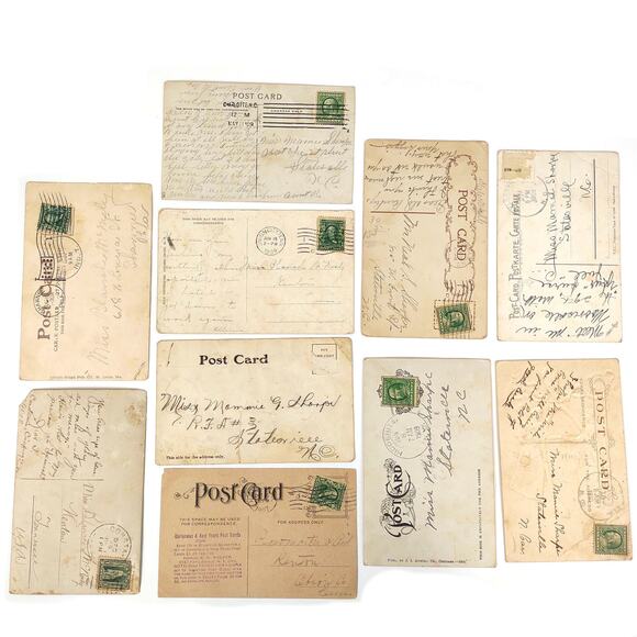 10pc Lot Early 1900s Romantic RPPC & Lithograph Postcards, Cartoon, Equestrian + - Picture 4 of 4